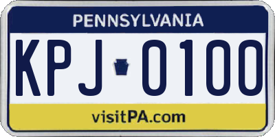 PA license plate KPJ0100