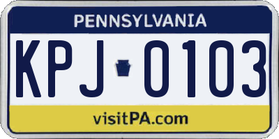 PA license plate KPJ0103