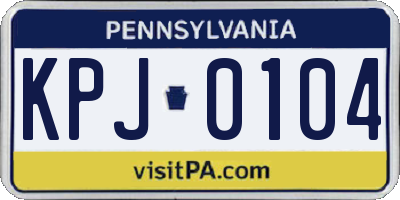 PA license plate KPJ0104