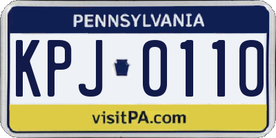 PA license plate KPJ0110