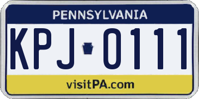 PA license plate KPJ0111