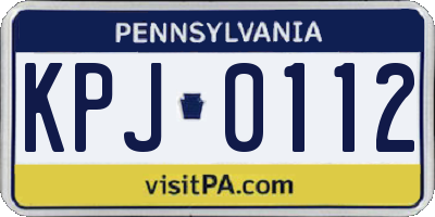 PA license plate KPJ0112