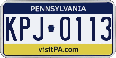 PA license plate KPJ0113