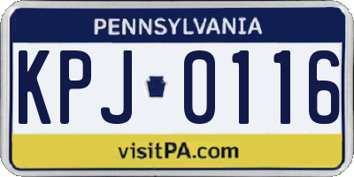 PA license plate KPJ0116