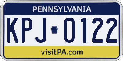 PA license plate KPJ0122