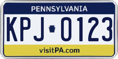 PA license plate KPJ0123