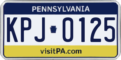 PA license plate KPJ0125