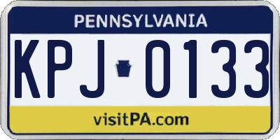 PA license plate KPJ0133