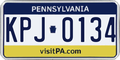 PA license plate KPJ0134