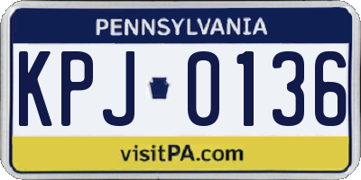 PA license plate KPJ0136