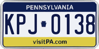 PA license plate KPJ0138