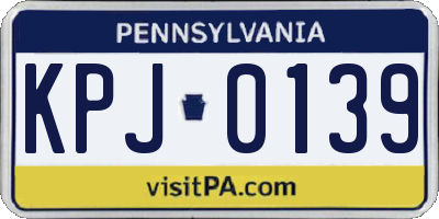PA license plate KPJ0139