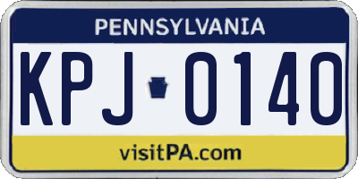 PA license plate KPJ0140