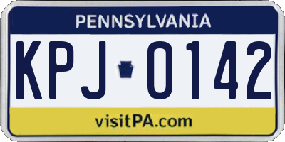 PA license plate KPJ0142