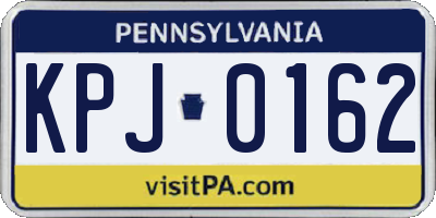 PA license plate KPJ0162