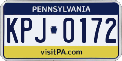 PA license plate KPJ0172