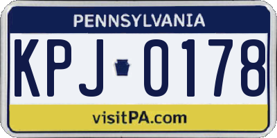 PA license plate KPJ0178