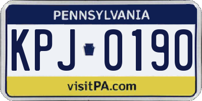 PA license plate KPJ0190