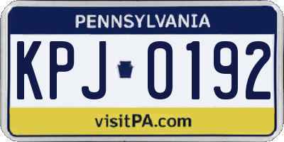 PA license plate KPJ0192