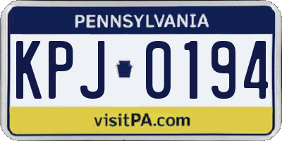 PA license plate KPJ0194