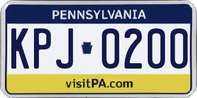PA license plate KPJ0200