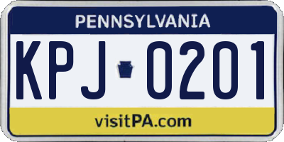 PA license plate KPJ0201