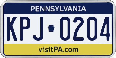 PA license plate KPJ0204