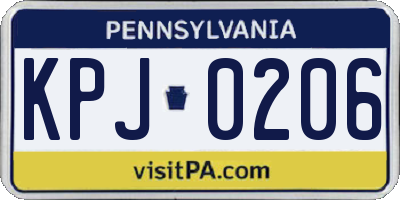 PA license plate KPJ0206