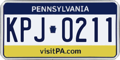 PA license plate KPJ0211