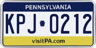 PA license plate KPJ0212