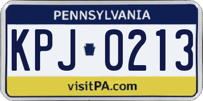 PA license plate KPJ0213