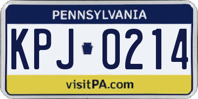 PA license plate KPJ0214