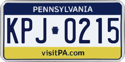 PA license plate KPJ0215
