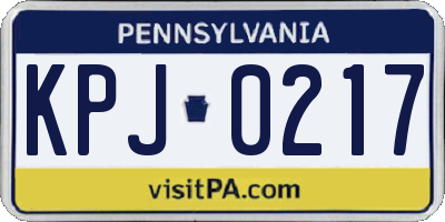 PA license plate KPJ0217