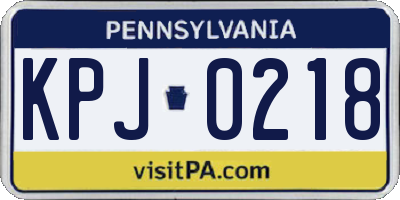 PA license plate KPJ0218