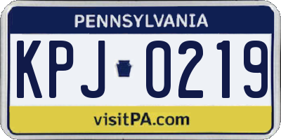 PA license plate KPJ0219