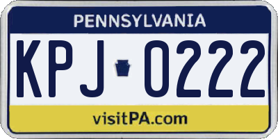 PA license plate KPJ0222