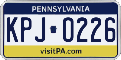 PA license plate KPJ0226