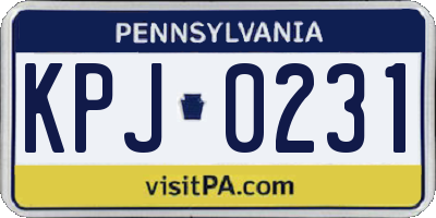 PA license plate KPJ0231