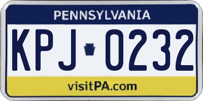 PA license plate KPJ0232