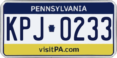 PA license plate KPJ0233