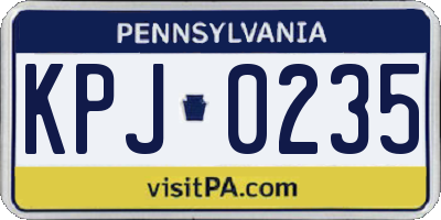 PA license plate KPJ0235