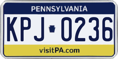 PA license plate KPJ0236