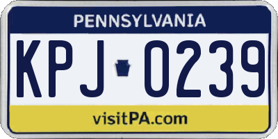 PA license plate KPJ0239