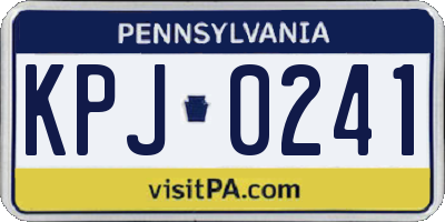 PA license plate KPJ0241