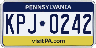 PA license plate KPJ0242