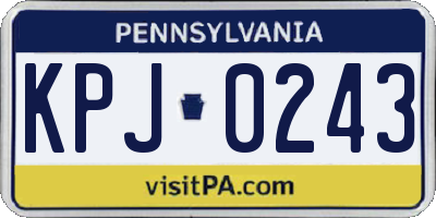 PA license plate KPJ0243