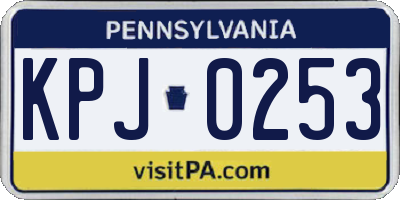 PA license plate KPJ0253