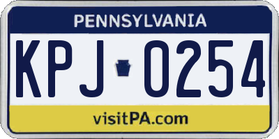 PA license plate KPJ0254