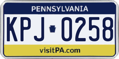 PA license plate KPJ0258